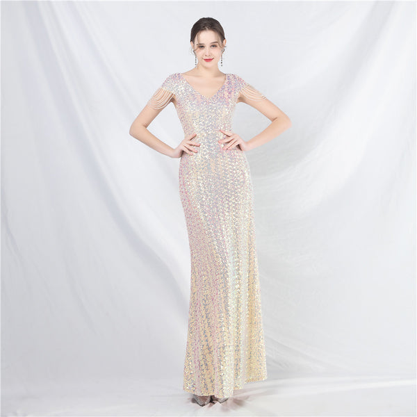 Embellished A-Line Gown with Sequins