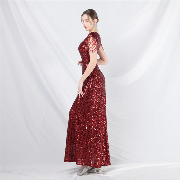 Embellished A-Line Gown with Sequins