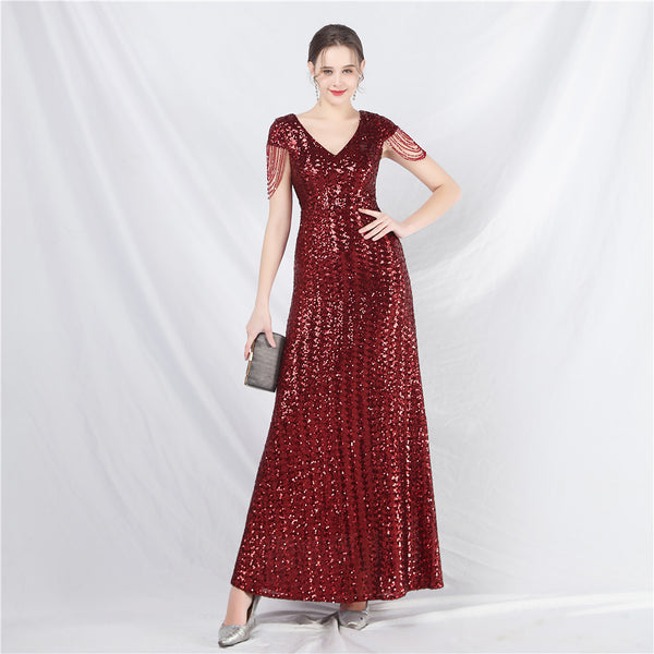 Embellished A-Line Gown with Sequins