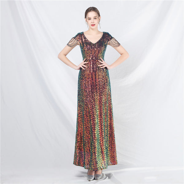 Embellished A-Line Gown with Sequins