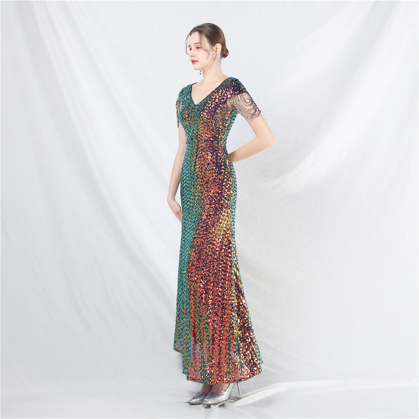 Embellished A-Line Gown with Sequins