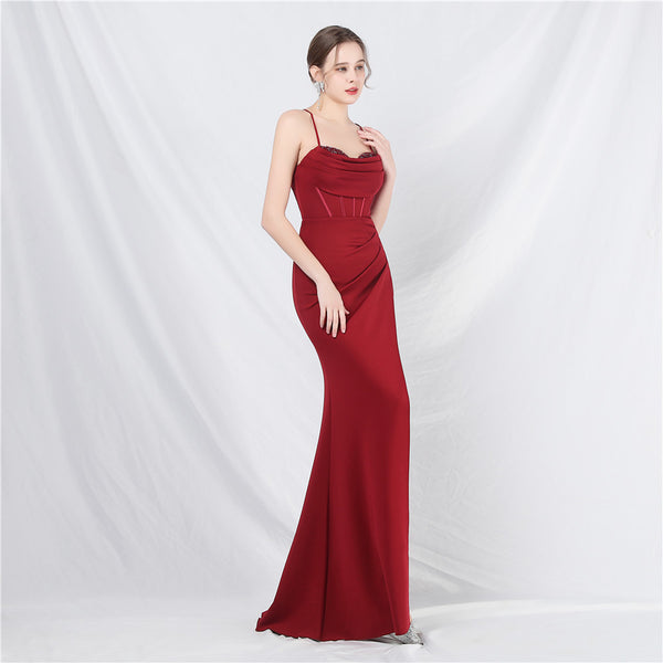 High-Neck Corset Gown with Heavy Beadwork