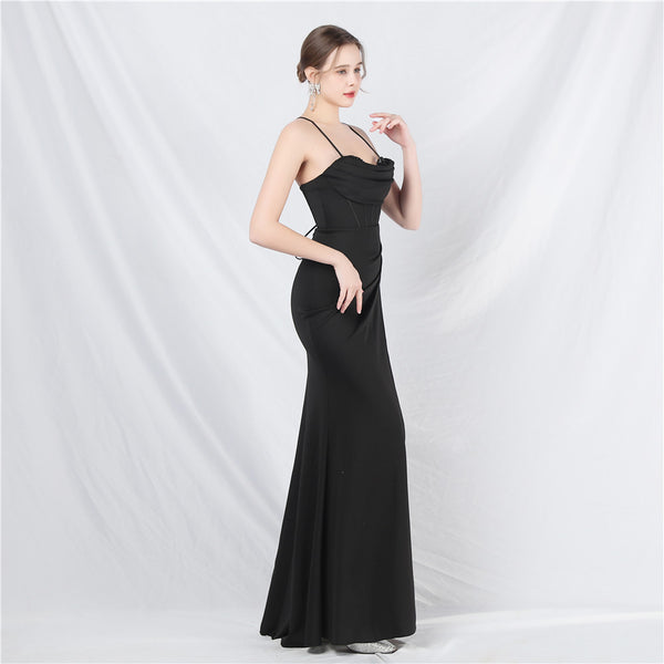 High-Neck Corset Gown with Heavy Beadwork