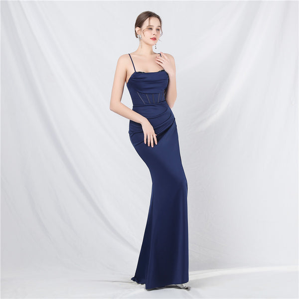 High-Neck Corset Gown with Heavy Beadwork