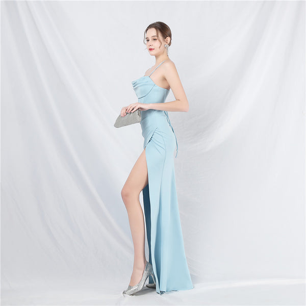 High-Neck Corset Gown with Heavy Beadwork