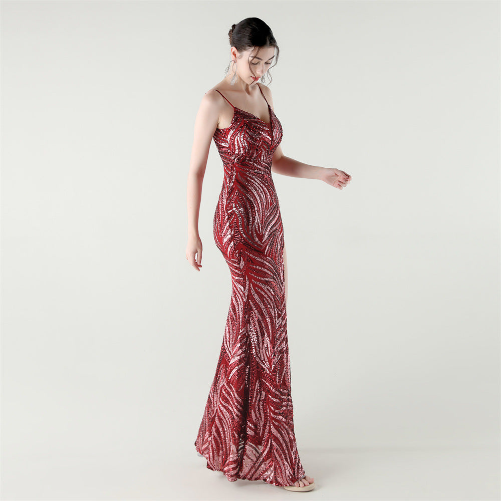 2025 Backless Sequin Mermaid Gown for Red Carpet & Galas