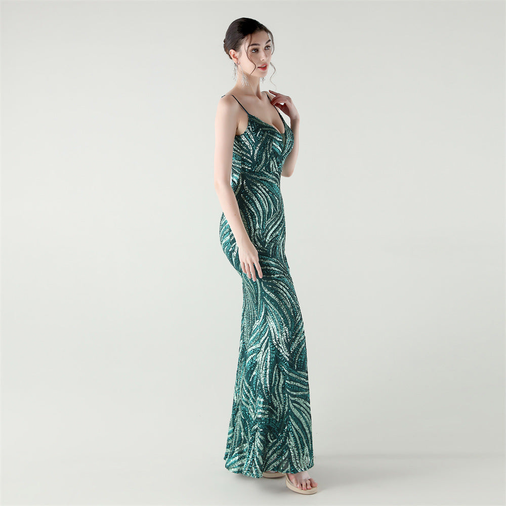 2025 Backless Sequin Mermaid Gown for Red Carpet & Galas