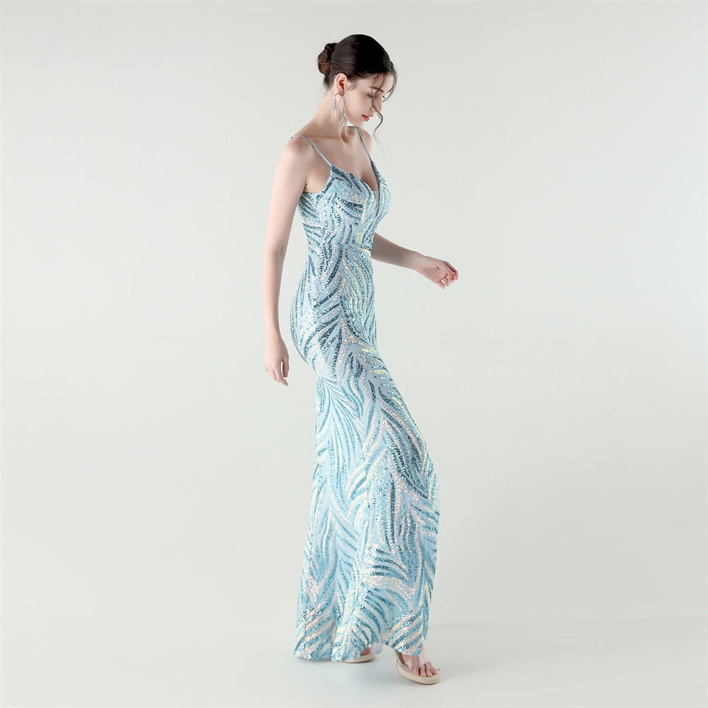 2025 Backless Sequin Mermaid Gown for Red Carpet & Galas