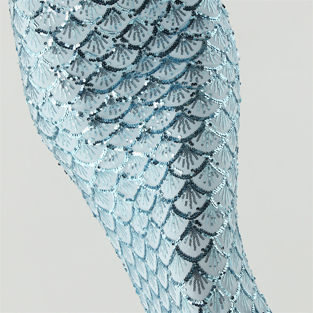 2025 Deep V Fish-Scale Sequin Gown for Formal Events