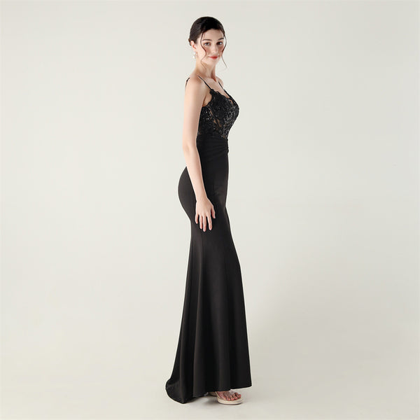 Off-the-Shoulder Satin Gown with Corset, Pleating & Beaded Appliqu¨¦