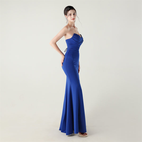 2025 Sweetheart Neckline Gown with Pleated Bodice & Criss-Cross Back