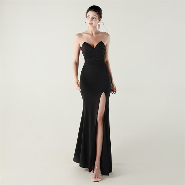 2025 Sweetheart Neckline Gown with Pleated Bodice & Criss-Cross Back