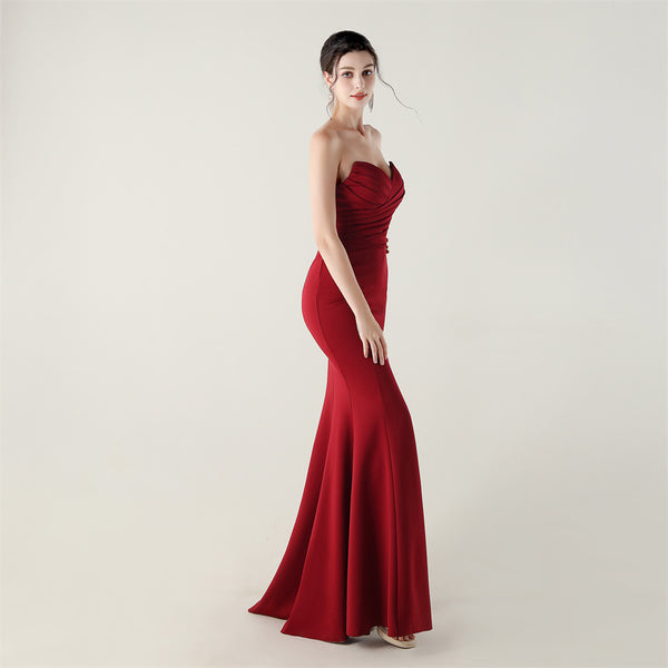 2025 Sweetheart Neckline Gown with Pleated Bodice & Criss-Cross Back