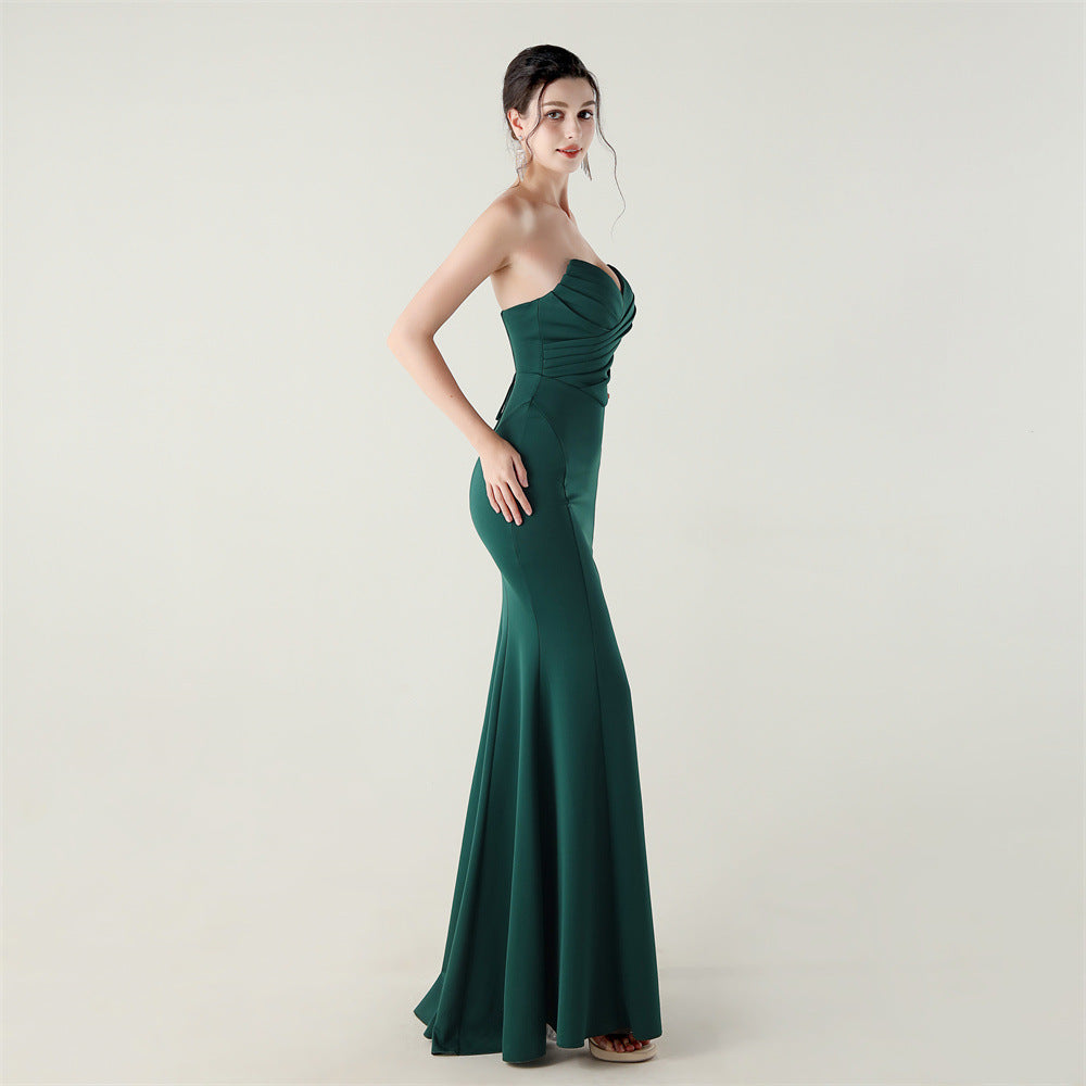 2025 Sweetheart Neckline Gown with Pleated Bodice & Criss-Cross Back