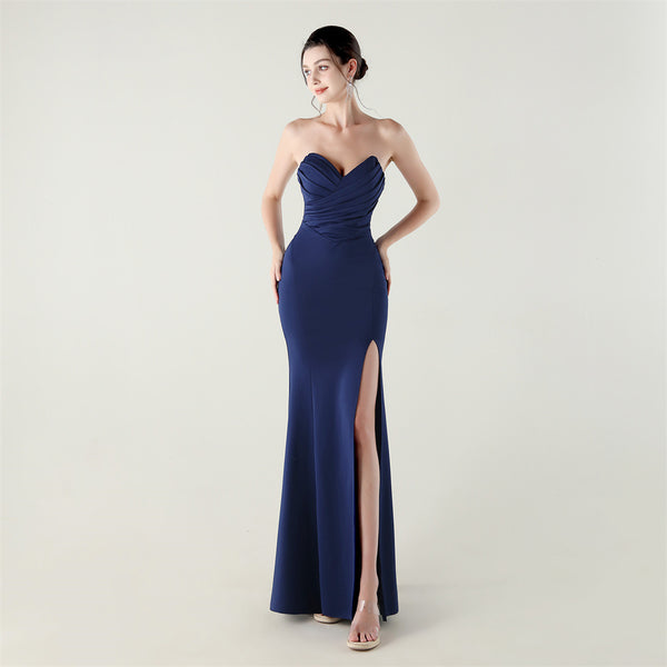 2025 Sweetheart Neckline Gown with Pleated Bodice & Criss-Cross Back