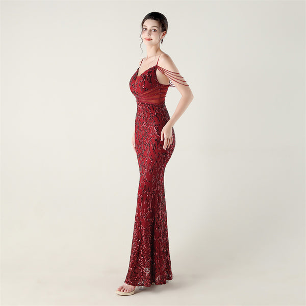 2025 Heavy Beadwork Mermaid Gown with Structured Midsection
