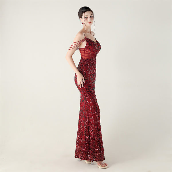 2025 Heavy Beadwork Mermaid Gown with Structured Midsection