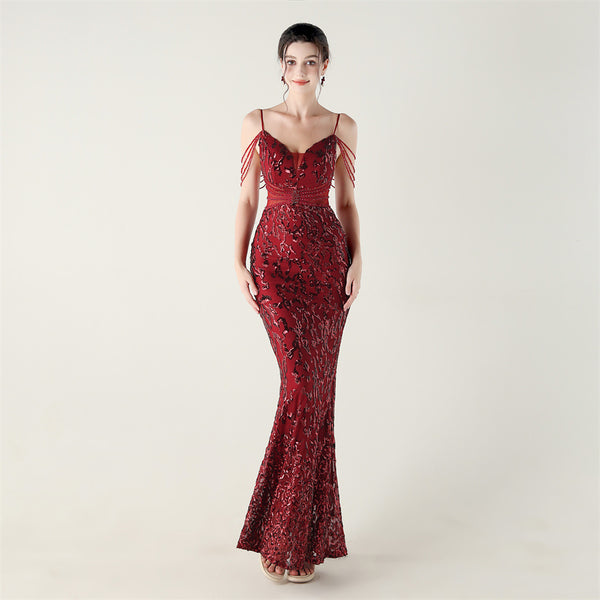 2025 Heavy Beadwork Mermaid Gown with Structured Midsection
