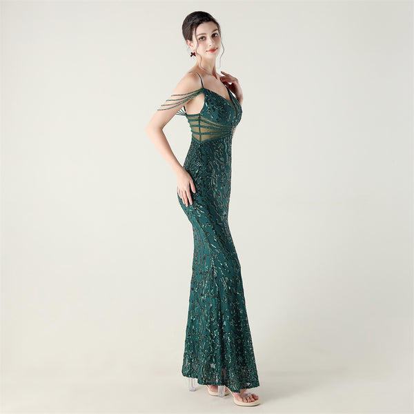 2025 Heavy Beadwork Mermaid Gown with Structured Midsection