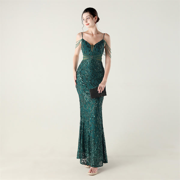 2025 Heavy Beadwork Mermaid Gown with Structured Midsection