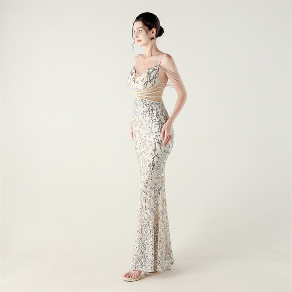 2025 Heavy Beadwork Mermaid Gown with Structured Midsection