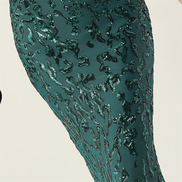 Deep V Neckline Gown with Bustier Lacing, Beading & Sequins
