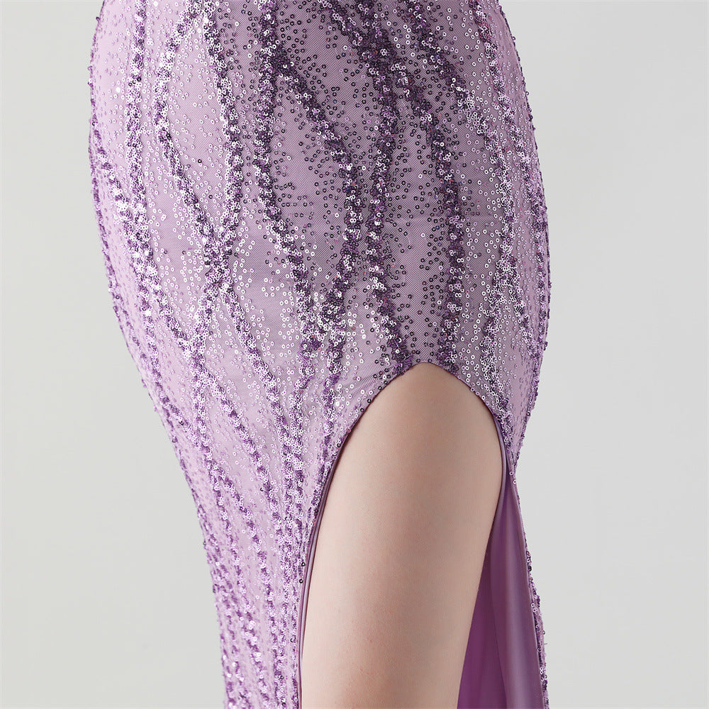 2025 Sweetheart Neckline Sequin Gown with Boned Corset & Heavy Beadwork