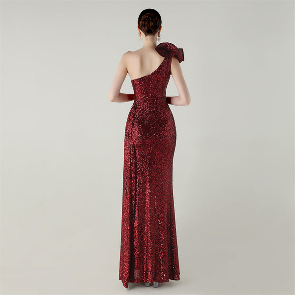 One-Shoulder Mermaid Gown with Floral Beadwork for Galas & Awards