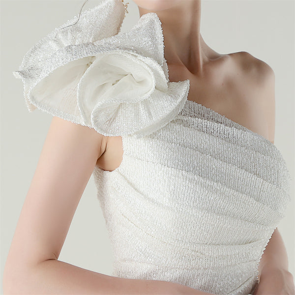 One-Shoulder Mermaid Gown with Floral Beadwork for Galas & Awards