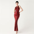 2025 High-Neck Halter Gown with Cut-Out Detail & Scale Sequins