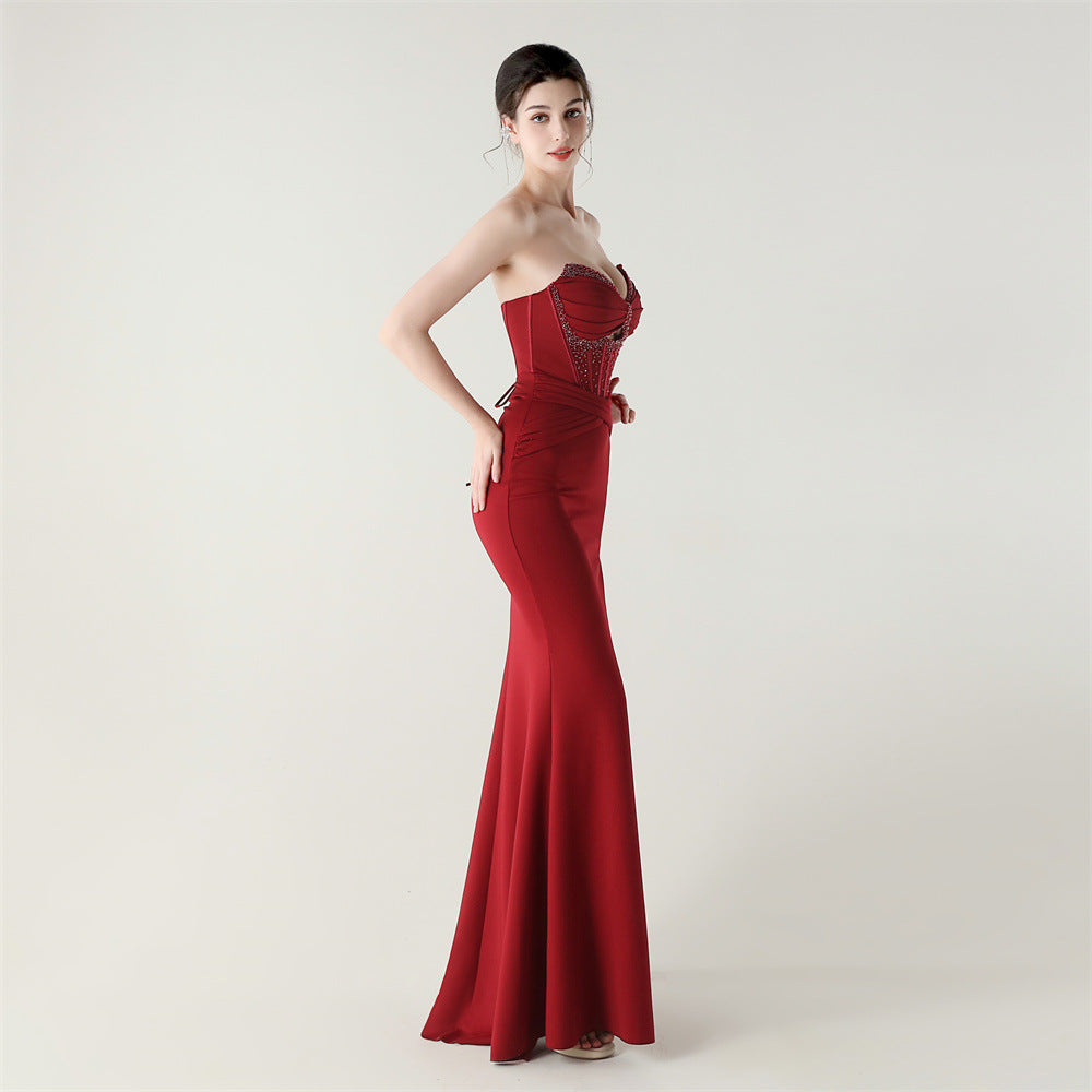 2025 Boned Corset Gown with Pleated Bodice, Cut-Outs & Lacing