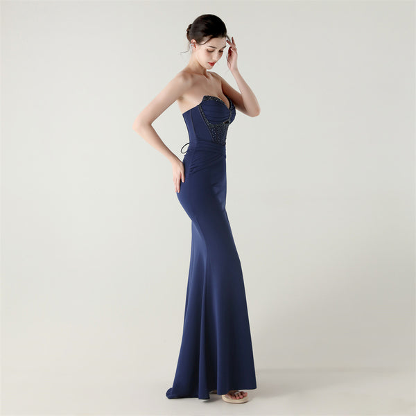 2025 Boned Corset Gown with Pleated Bodice, Cut-Outs & Lacing