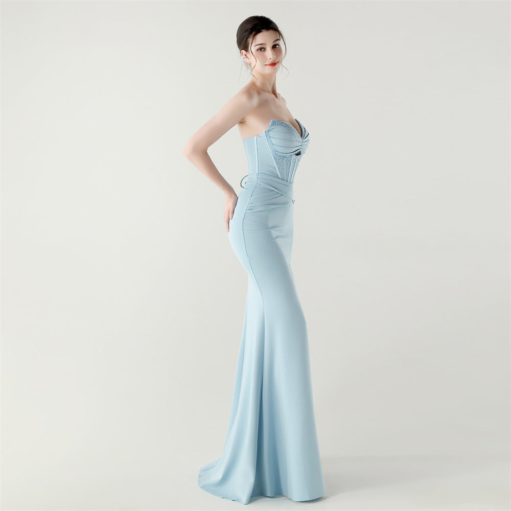 2025 Boned Corset Gown with Pleated Bodice, Cut-Outs & Lacing