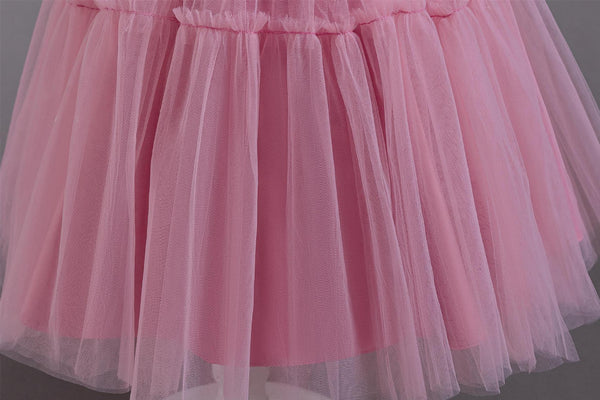 Pleated Long-Sleeve Tulle Princess Dress for Girls