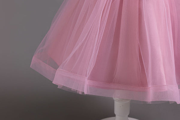 Summer Girls' Mid-Length Princess Tulle Dress with Flutter Sleeves