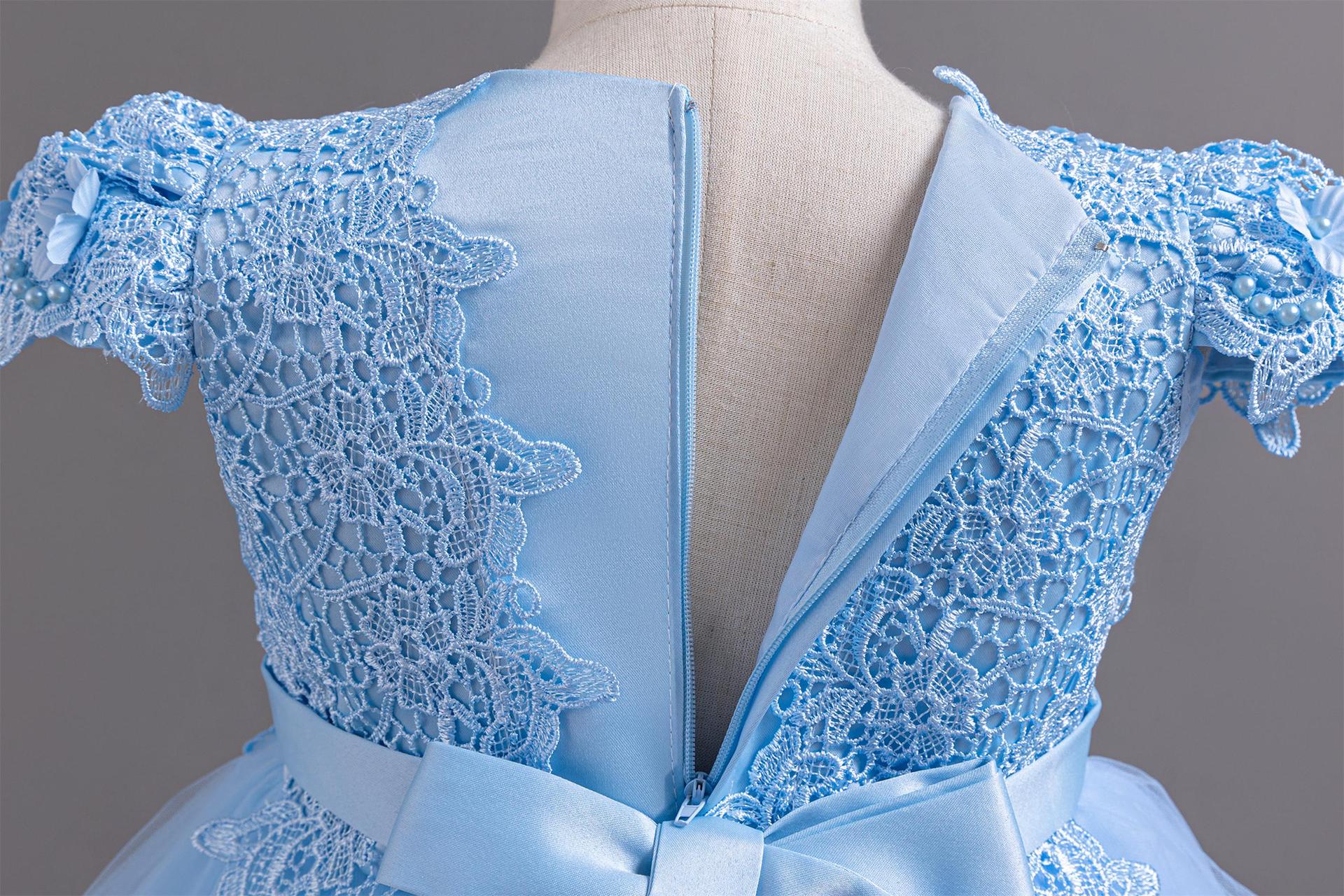 Mittellanges Prinzessinnen-Tüllkleid für den Sommer mit Flügelärmeln für Mädchen