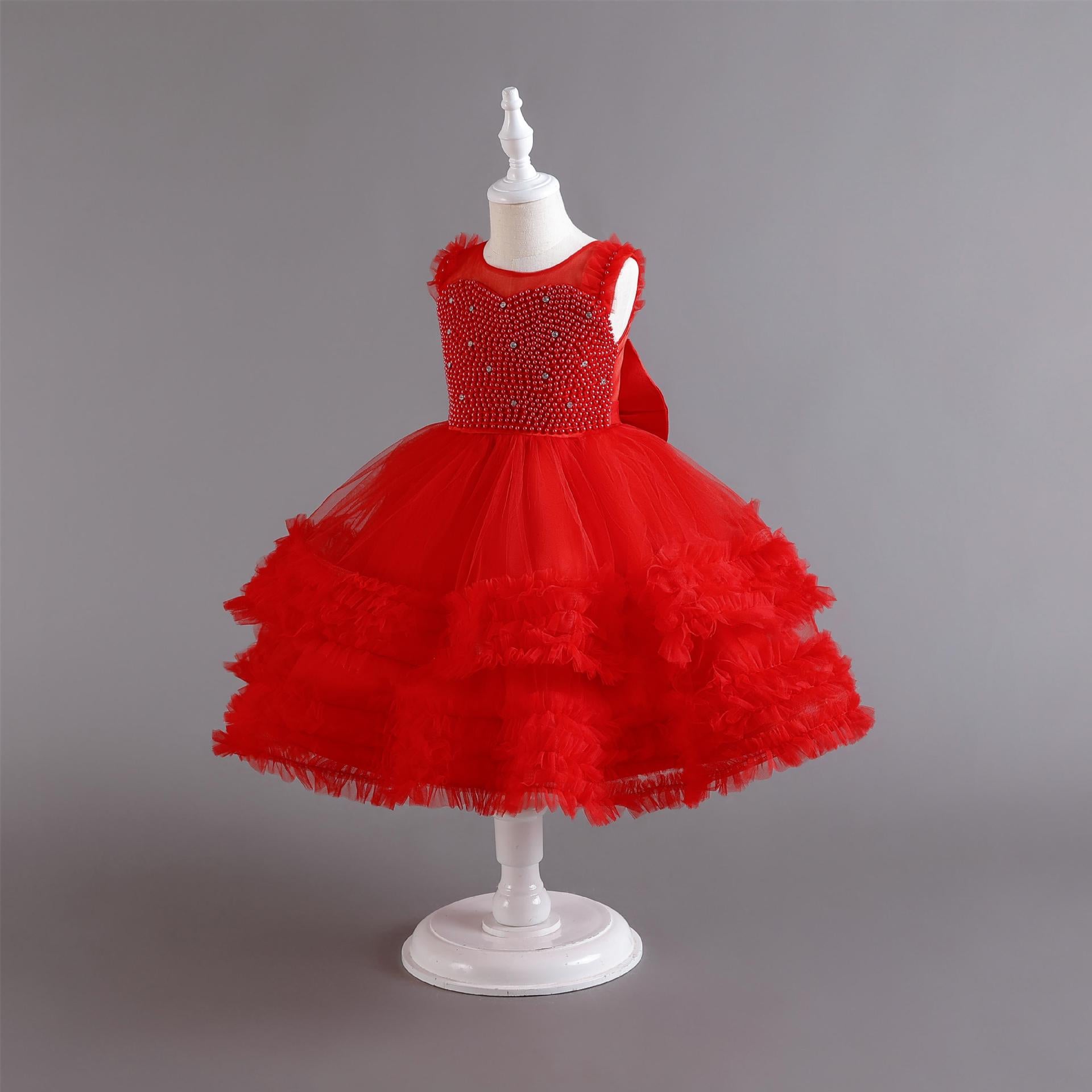 Layered Puff-Skirt Flower Girl Dress for Weddings