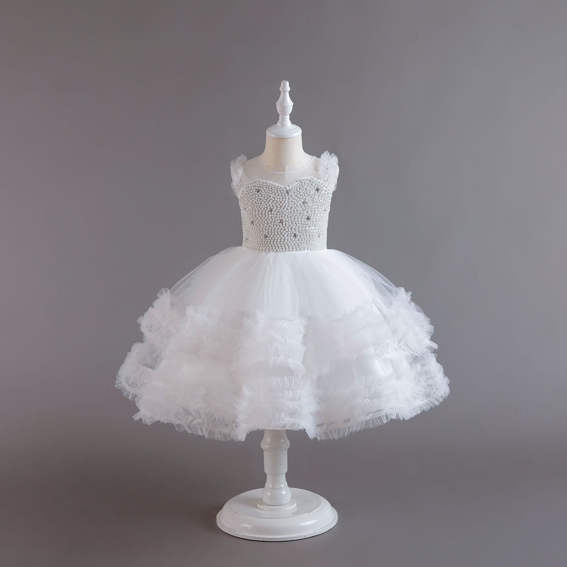 Layered Puff-Skirt Flower Girl Dress for Weddings