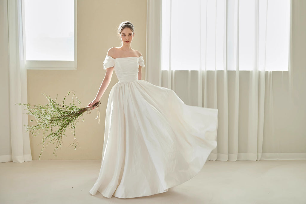 Vestido de novia mini de inspiración vintage – Vestido con escote cuadrado para compromiso o sesiones de fotos