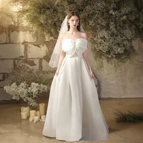 French White Tulle Gown – Elegant Bridal Robe for Engagement or Evening Events (2025)
