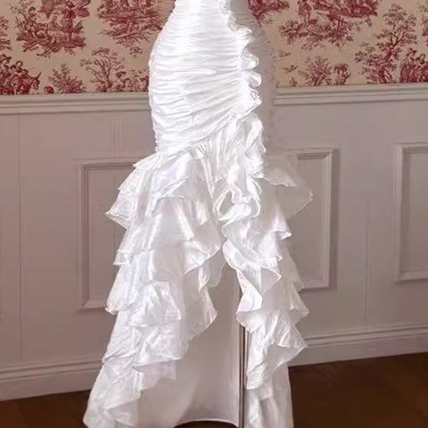 Long-Sleeve Vintage Wedding Gown – Forest-Inspired Elegant Satin Dress (2025)