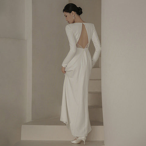 V-Neck Satin Bridal Dress – Short White Gown with Lace Detail for Engagements (2025)