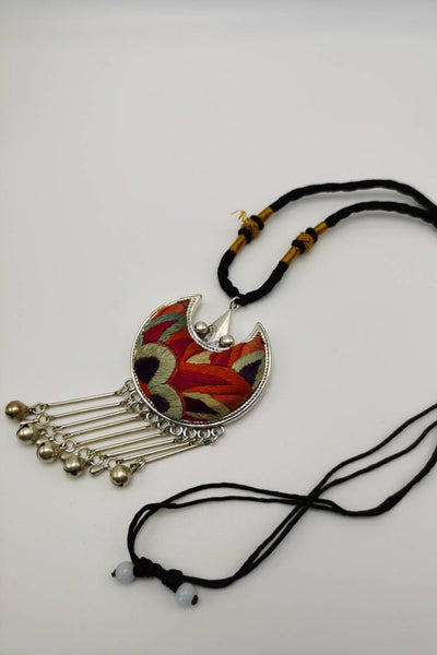 Special Bat-Shaped Embroidered Pendant Necklace with Bells