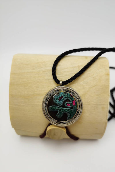 Singular Hand-Embroidered Pendant Necklace