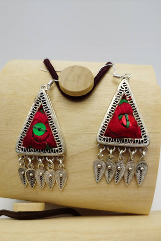 Unparalleled Embroidered Drop Earrings Made by Hand