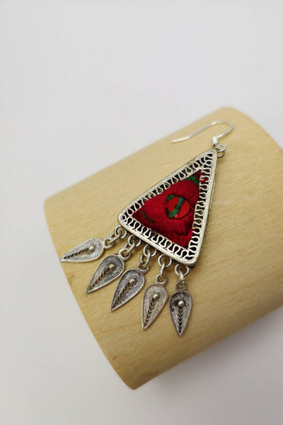 Unparalleled Embroidered Drop Earrings Made by Hand