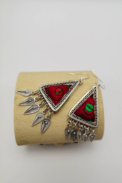 Unparalleled Embroidered Drop Earrings Made by Hand