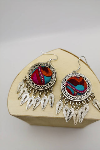 Extraordinary Handmade Embroidery Drop Earrings