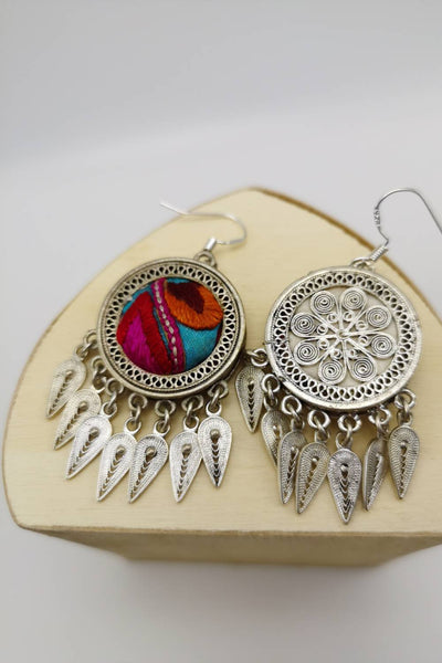 Extraordinary Handmade Embroidery Drop Earrings