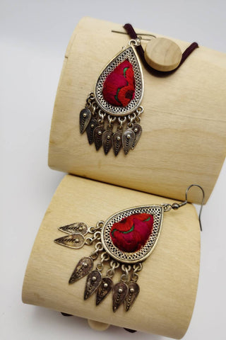 Exclusive Artisanal Embroidery Drop Earrings with Tassel